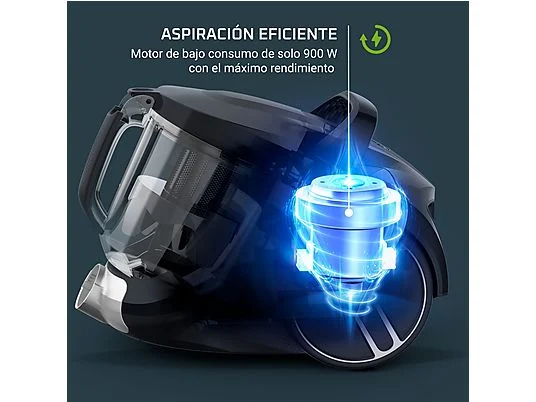 Aspirador sin bolsa - Rowenta Compact Power XXL RO4B25, 900W, 2.5 L, Filtración Ciclónica 3 niveles, Radio acción 8.8 m, 75 dB(A), Negro - Imagen 2