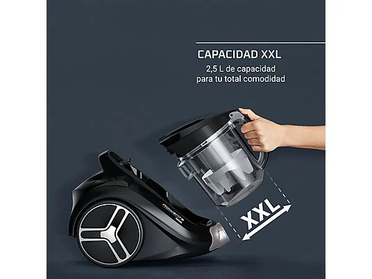 Aspirador sin bolsa - Rowenta Compact Power XXL RO4B25, 900W, 2.5 L, Filtración Ciclónica 3 niveles, Radio acción 8.8 m, 75 dB(A), Negro - Imagen 3