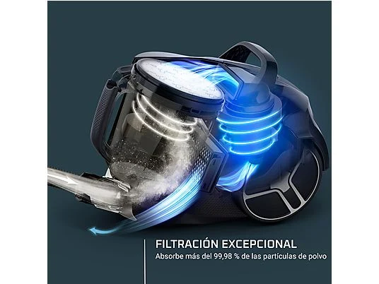 Aspirador sin bolsa - Rowenta Compact Power XXL RO4B25, 900W, 2.5 L, Filtración Ciclónica 3 niveles, Radio acción 8.8 m, 75 dB(A), Negro - Imagen 8