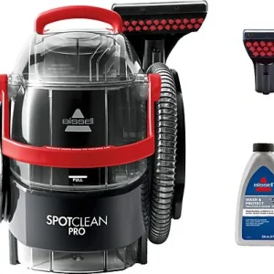 Aspirador sin bolsa - Bissell SpotClean Pro, 750 W, 2.8 l, Limpieza manchas profesional, Negro y Rojo