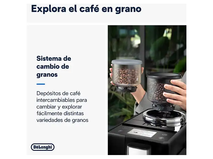 Cafetera superautomática - De'Longhi Rivelia EXAM440.55.B, 1450W, 19bar, Molinillo integrado, LatteCremaHot, Depósito leche, Táctil, 16 recetas, Negro - Imagen 3