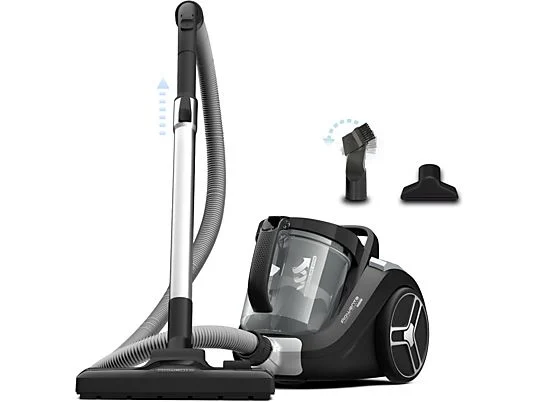 Aspirador sin bolsa - Rowenta Compact Power XXL RO4B25, 900W, 2.5 L, Filtración Ciclónica 3 niveles, Radio acción 8.8 m, 75 dB(A), Negro