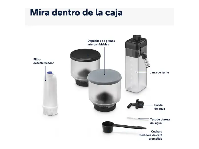 Cafetera superautomática - De'Longhi Rivelia EXAM440.55.B, 1450W, 19bar, Molinillo integrado, LatteCremaHot, Depósito leche, Táctil, 16 recetas, Negro - Imagen 8