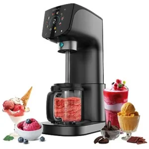 Heladera - Cecotec Gelatec 2100, 500W, 2.1 l, 10 programas, Tecnología CreamOn, 3 tarrinas, Panel táctil, Apto para lavavajillas, Negro