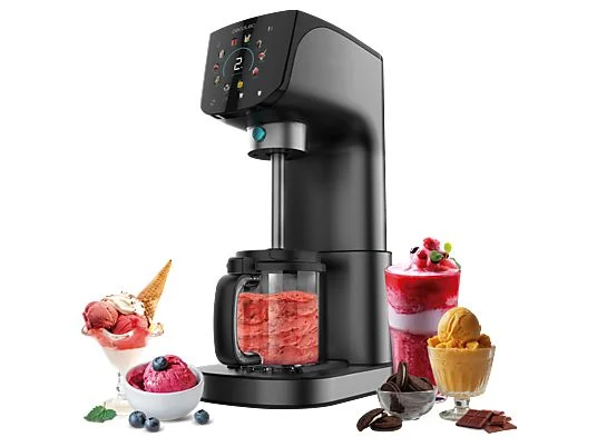 Heladera - Cecotec Gelatec 2100, 500W, 2.1 l, 10 programas, Tecnología CreamOn, 3 tarrinas, Panel táctil, Apto para lavavajillas, Negro