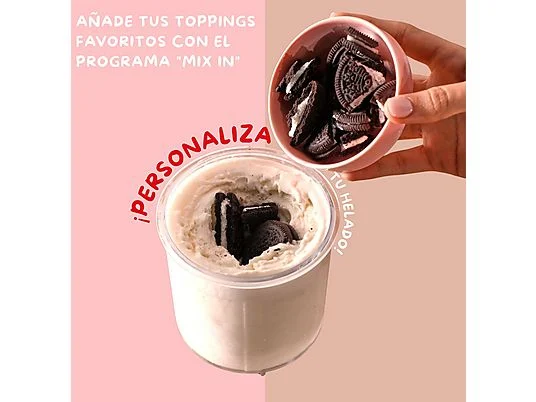 Heladera - Moulinex Dolci, 9 Programas de postres helados, 3 tarrinas de tritán, 1,4 L, 600W, Resultados cremosos, Autolimpieza, Blanco - Imagen 7