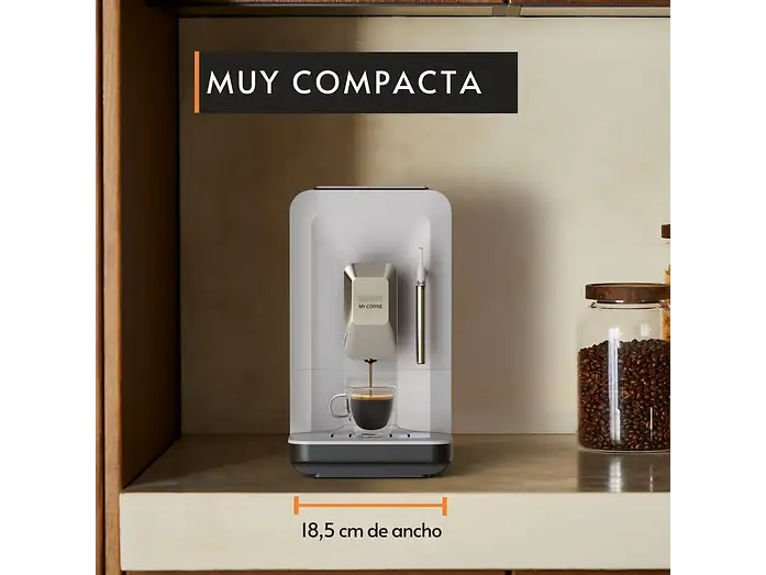Cafetera superautomática - KRUPS My Coffee EA201B, 3 recetas de café, Táctil, Molinillo, Bandeja de goteo extraíble, Compacta, 15 bares, Gris - Imagen 4