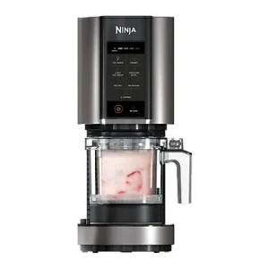 Heladera - Ninja CREAMi NC302EU, 7 programas, 800 W, 2 tarrinas 473 ml, Negro y plateado