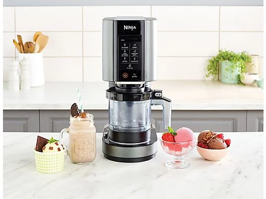 Heladera - Ninja CREAMi NC302EU, 7 programas, 800 W, 2 tarrinas 473 ml, Negro y plateado - Imagen 9