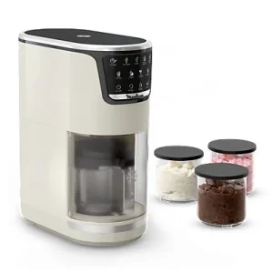 Heladera - Moulinex Dolci, 9 Programas de postres helados, 3 tarrinas de tritán, 1,4 L, 600W, Resultados cremosos, Autolimpieza, Blanco