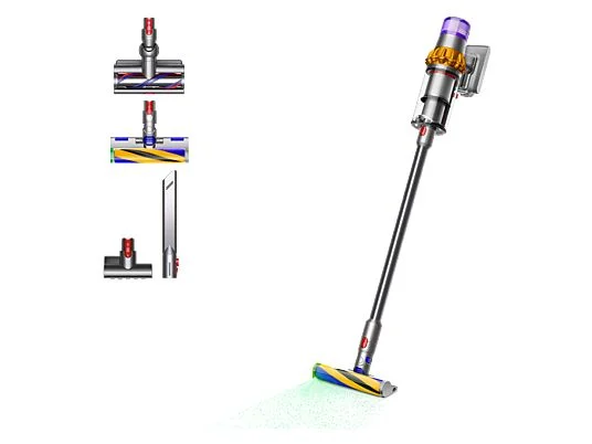 Aspirador escoba - Dyson V15 Detect™ Absolute, Potencia succión 240 AW, Autonomía 60 min, Minicepillo motorizado, 3 Modos, Láser, Sensor Suciedad