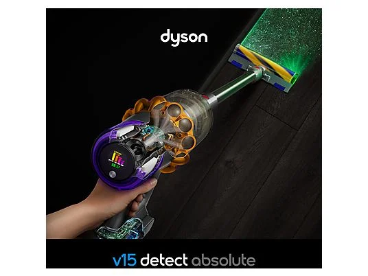 Aspirador escoba - Dyson V15 Detect™ Absolute, Potencia succión 240 AW, Autonomía 60 min, Minicepillo motorizado, 3 Modos, Láser, Sensor Suciedad - Imagen 4