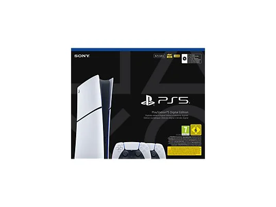 Consola - Sony PS5 Slim Digital Edition, 825 GB SSD, 4K, 2 mandos DualSense, Chasis E, Blanco - Imagen 2