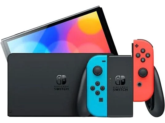 Consola - Nintendo Switch OLED, 7", Joy-Con, 64 GB, Azul y Rojo Neón